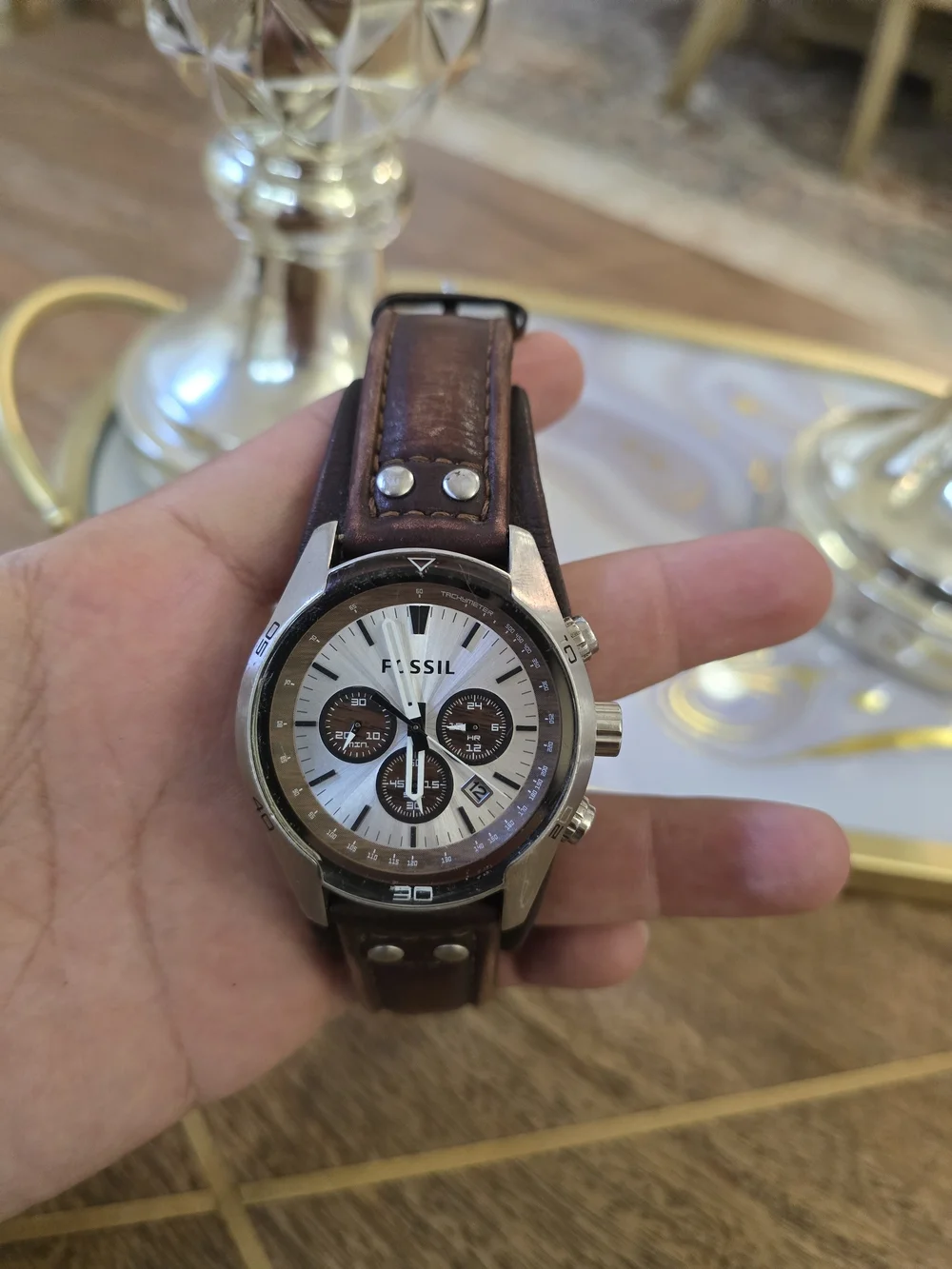 Fossil Men's Brown Leather Chronograph Watch